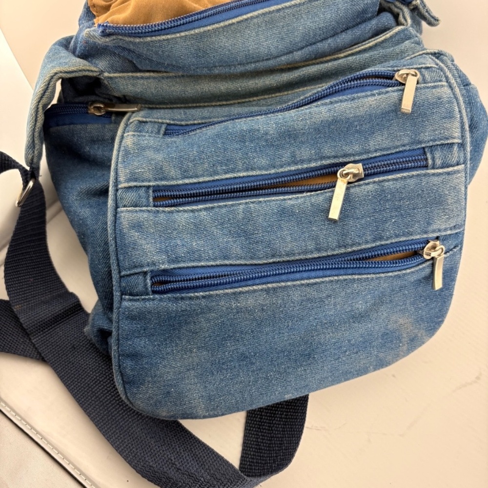 Organizzi Blue Denim Crossbody Bag with Multiple Zipper Pockets - Picture 2 of 12